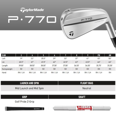 TaylorMade P∙770 2025 KBS Tour lite stål - Enstaka järn TaylorMade P∙770 2025 KBS Tour lite stål - Enstaka järn