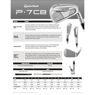 TaylorMade P∙7CB Dynamic Gold Mid 115 stål TaylorMade P∙7CB Dynamic Gold Mid 115 stål