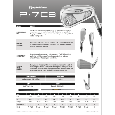 TaylorMade P∙7CB Dynamic Gold Mid 115 stål - Enstaka järn TaylorMade P∙7CB Dynamic Gold Mid 115 stål - Enstaka järn
