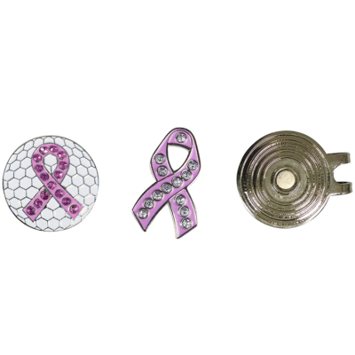 Markeringsknappar inkl fäste - Pink ribbon 2-pack