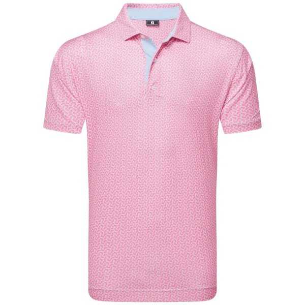 FootJoy Citrus Print Lisle Golf Polo Shirt pink/skyway